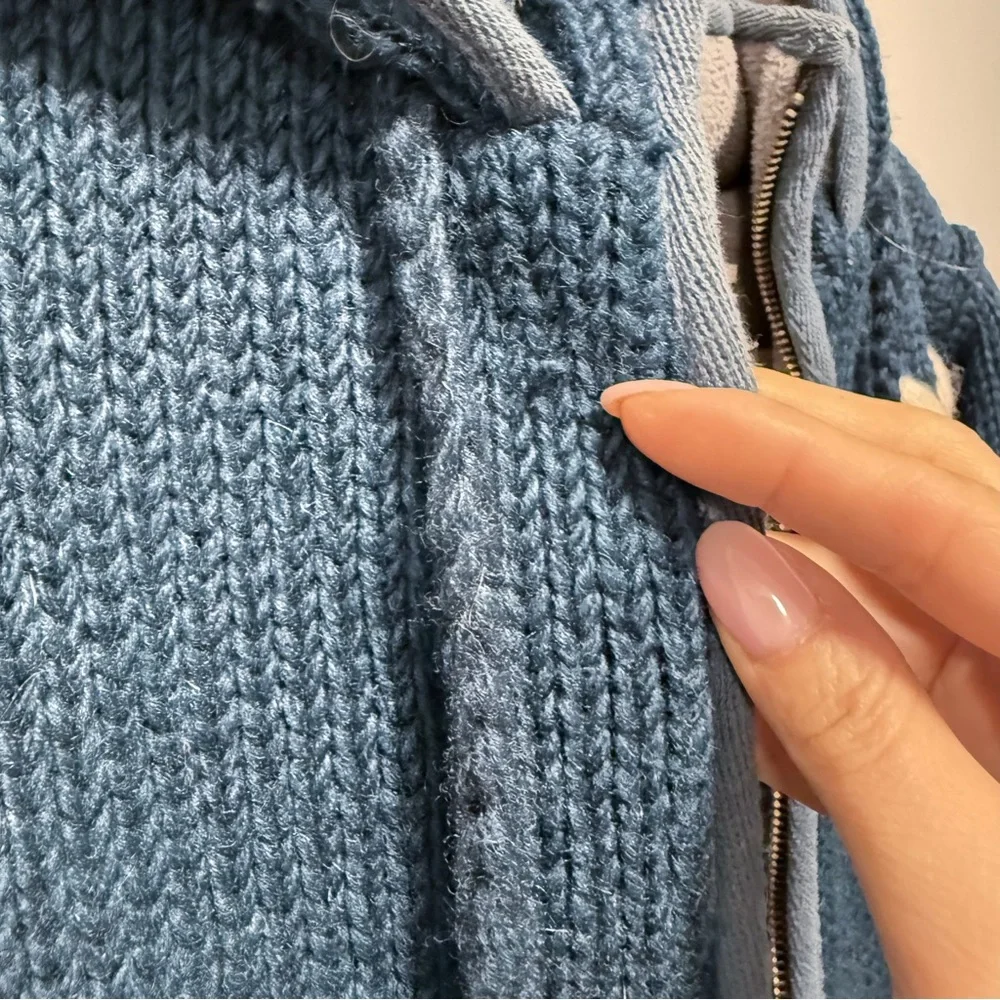 Vintage Laundromat Daisy Hand-Knit 100% Wool Fleece-Lined Hoodie - Women’s Small - Picture 13 of 15
